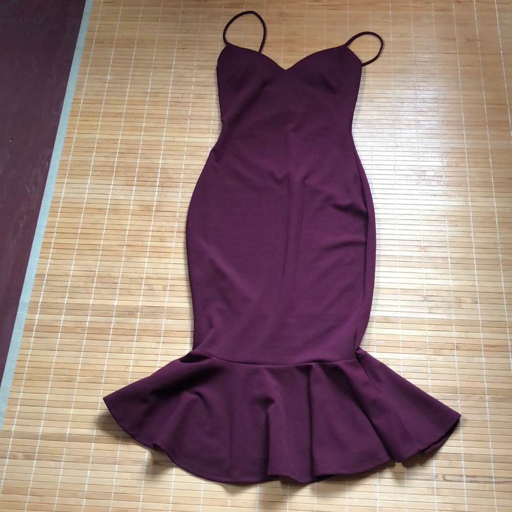 Burgundy wiggle dress mermaid dress F21